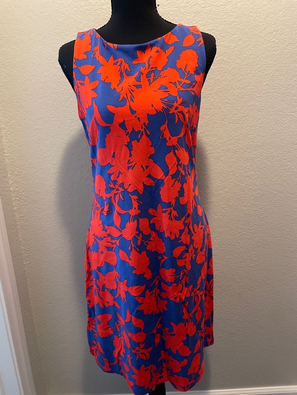 Tommy Bahama Blue Mini Dress with Red Floral Overlay